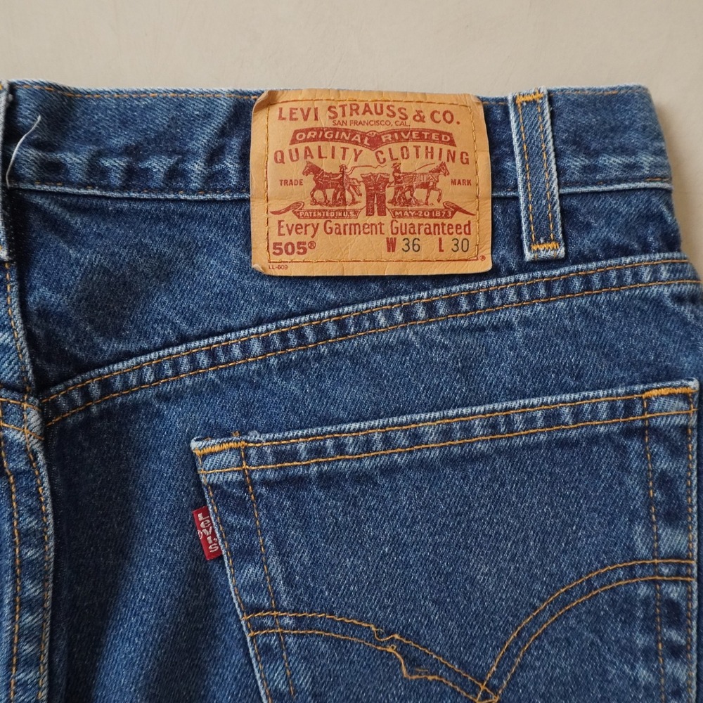 Vintage Levis 505 Jeans 36x30 Mens Blue Regular Fit Straight Leg Denim Dark - Picture 6 of 8